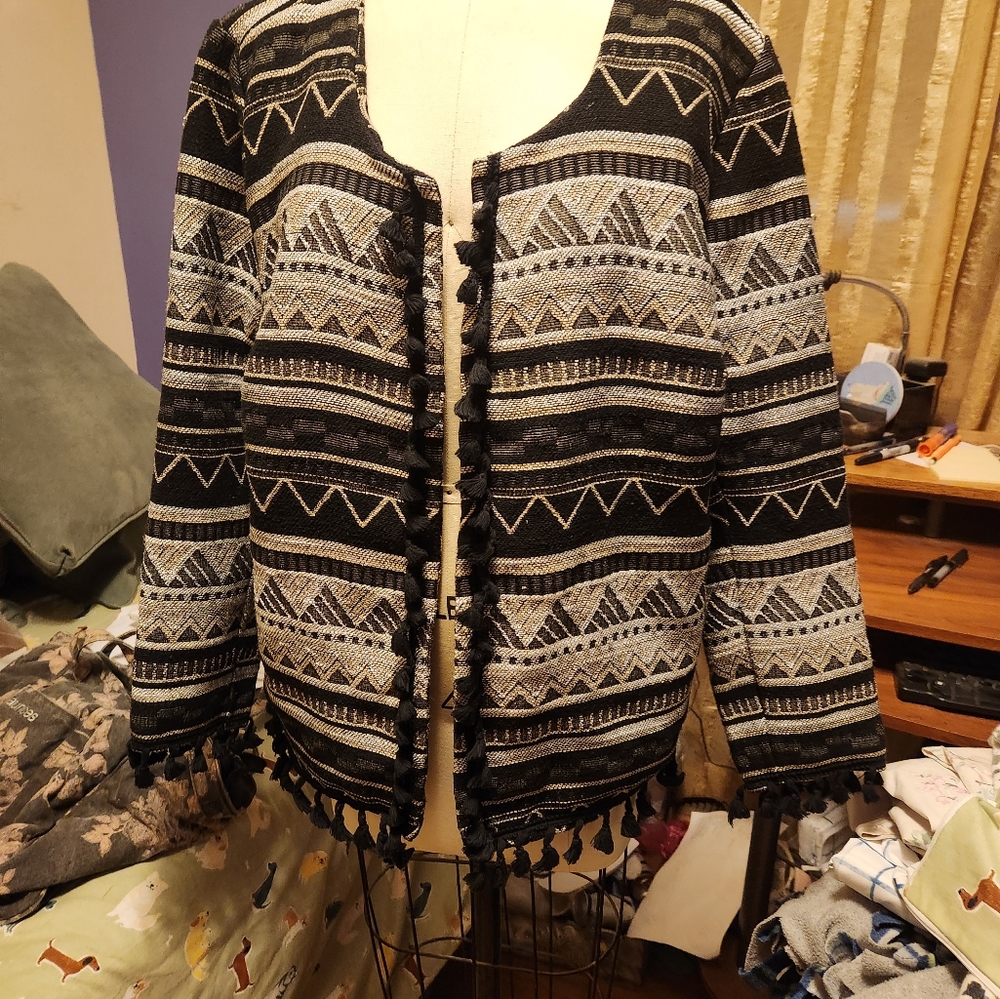 Relativity Fringe Woven Blazer 1X